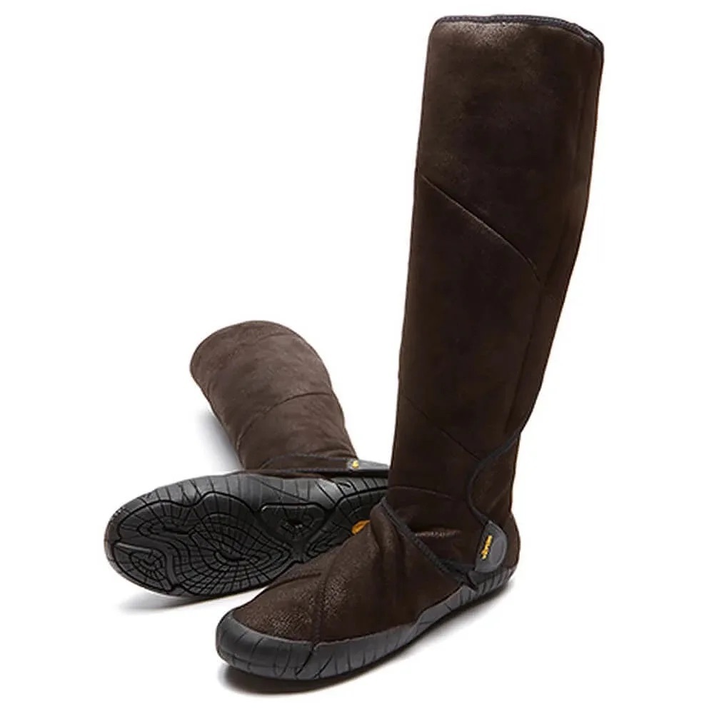 Vibram Furoshiki Knee Boots Brown Faux Shearling Lining Velcro Closure XS 36-37